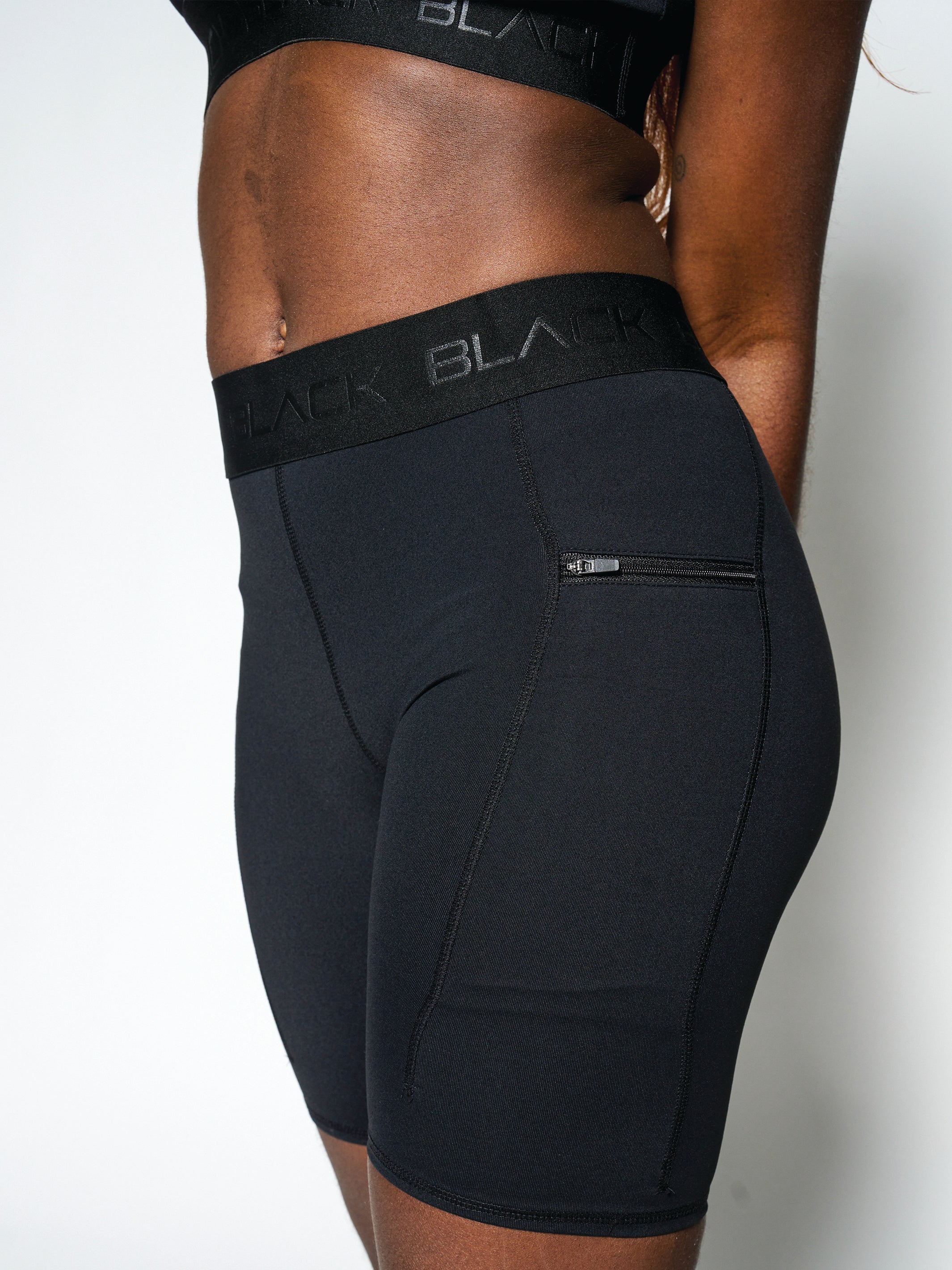 Women's Black Band Biker Shorts