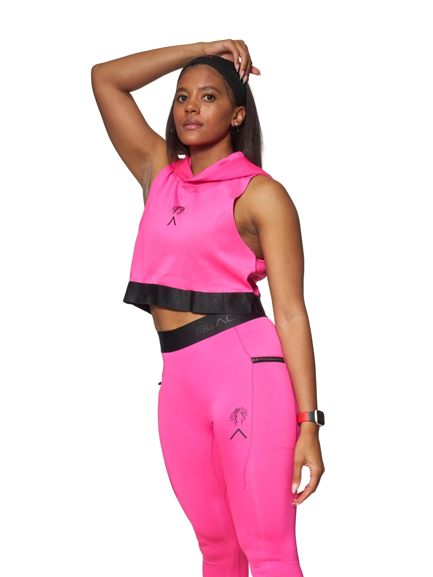 Actively Black x Mielle Pink Sleeveless Crop Hoodie