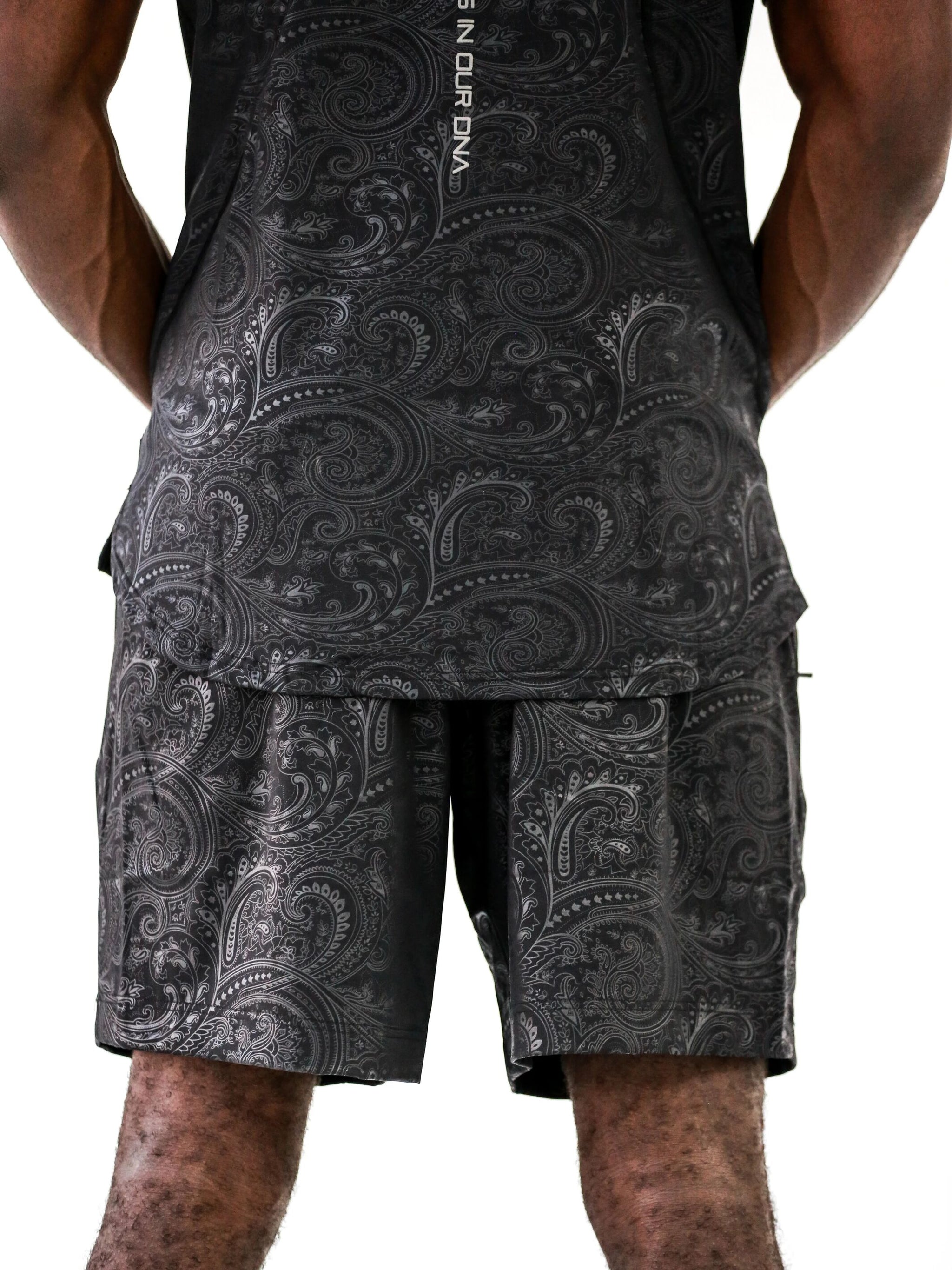 Men's Black Paisley Performance Shorts