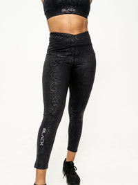 Women's Black Paisley V Cut Tights