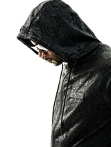 Men's Black Paisley Zipper Hoodie