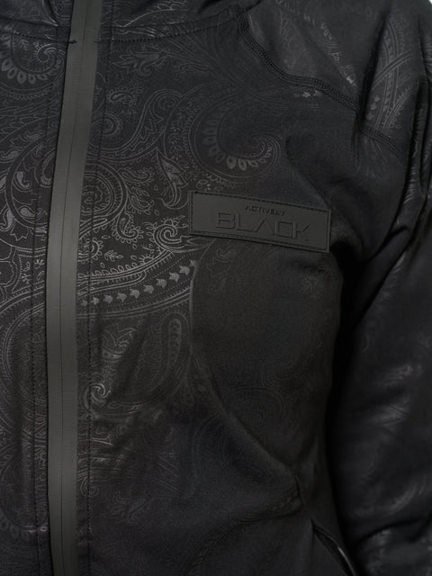 Women's Black Paisley Zipper Hoodie