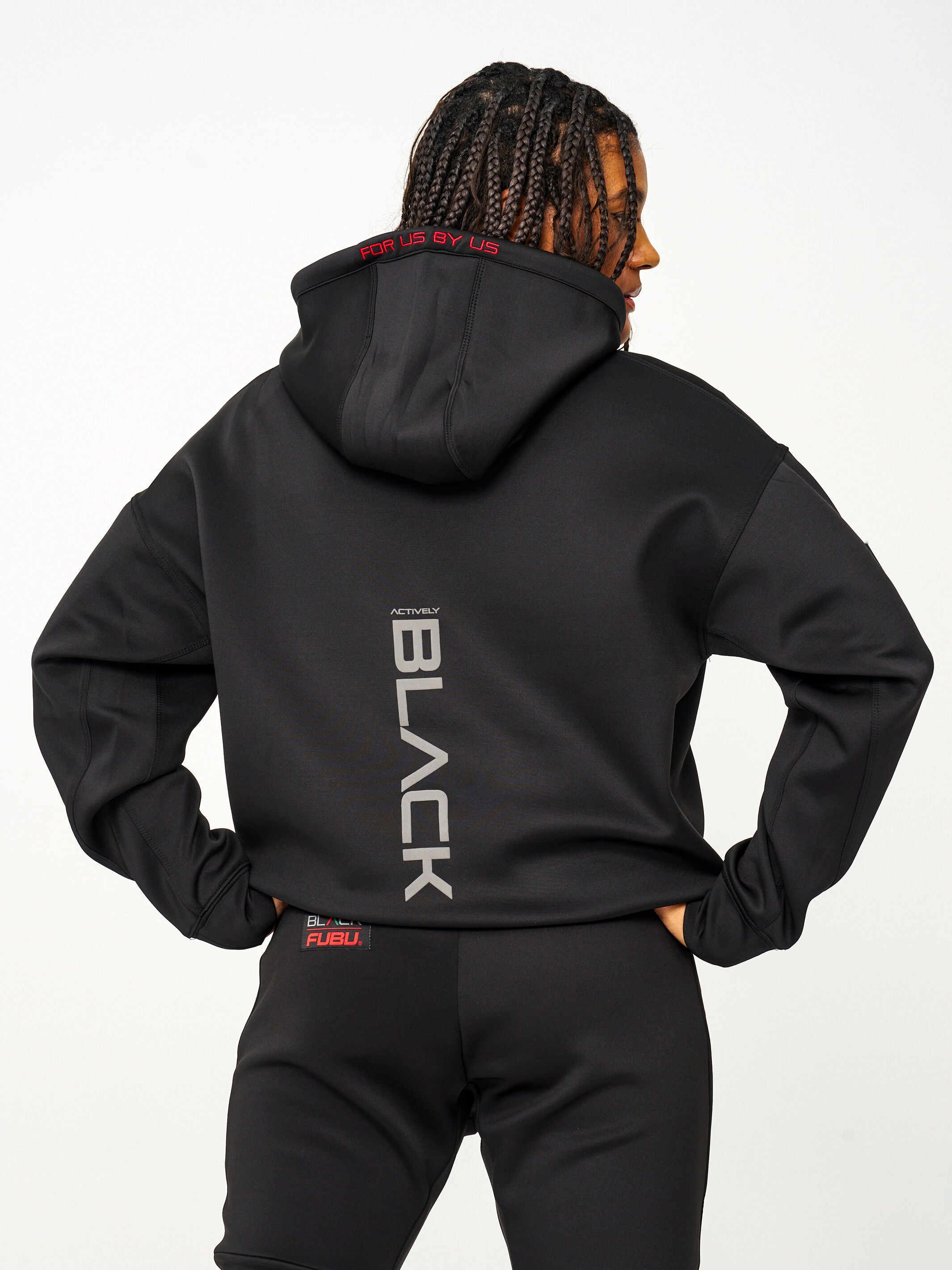 Black online fuo printed hoodie - sportswear hoodies