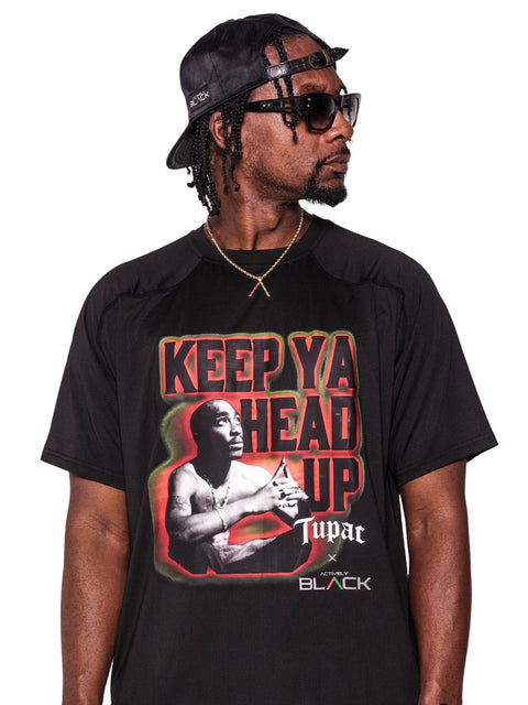 Unisex Tupac x Actively Black Keep Your Head Up Performance Shirt