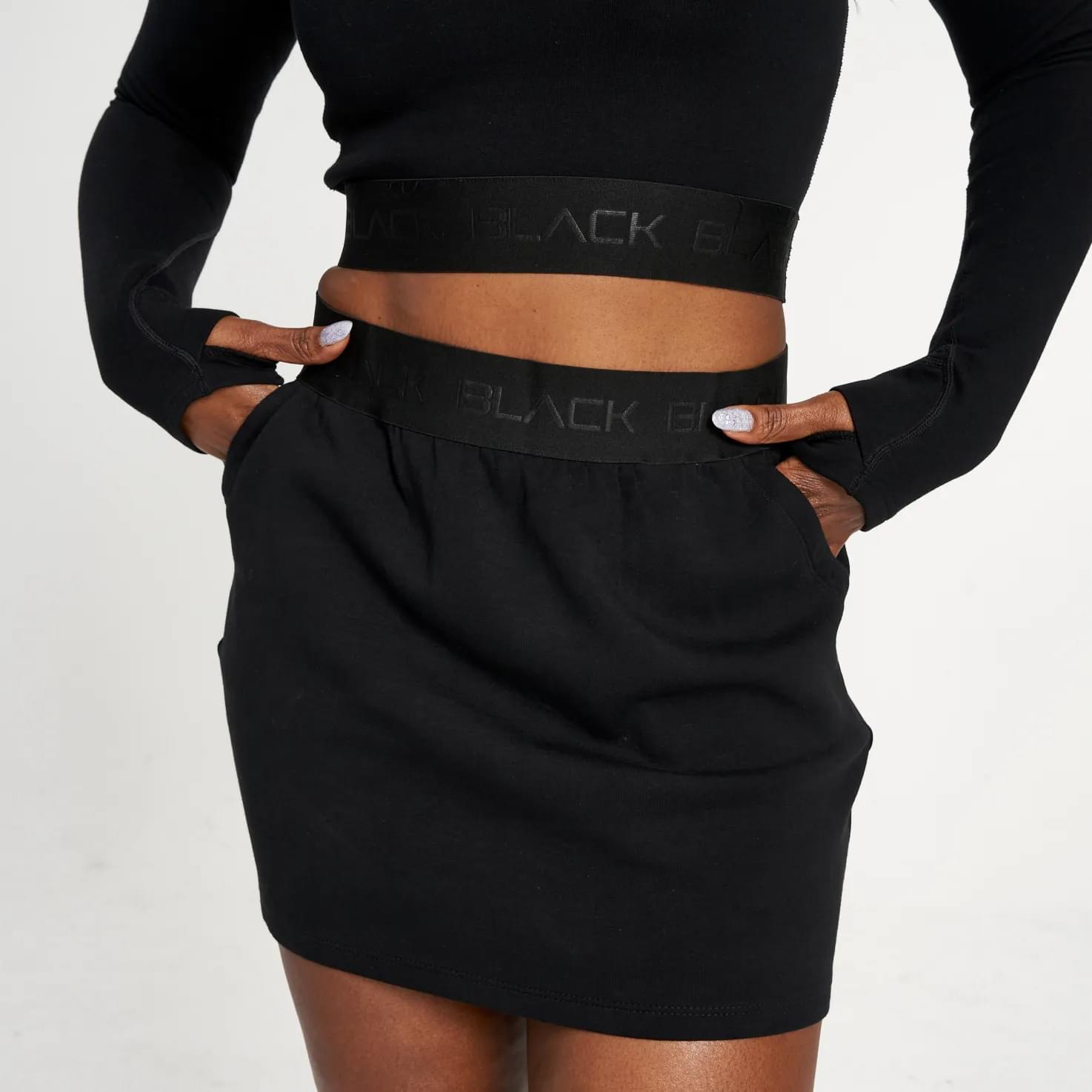 Women's Black Band Mini Skirt