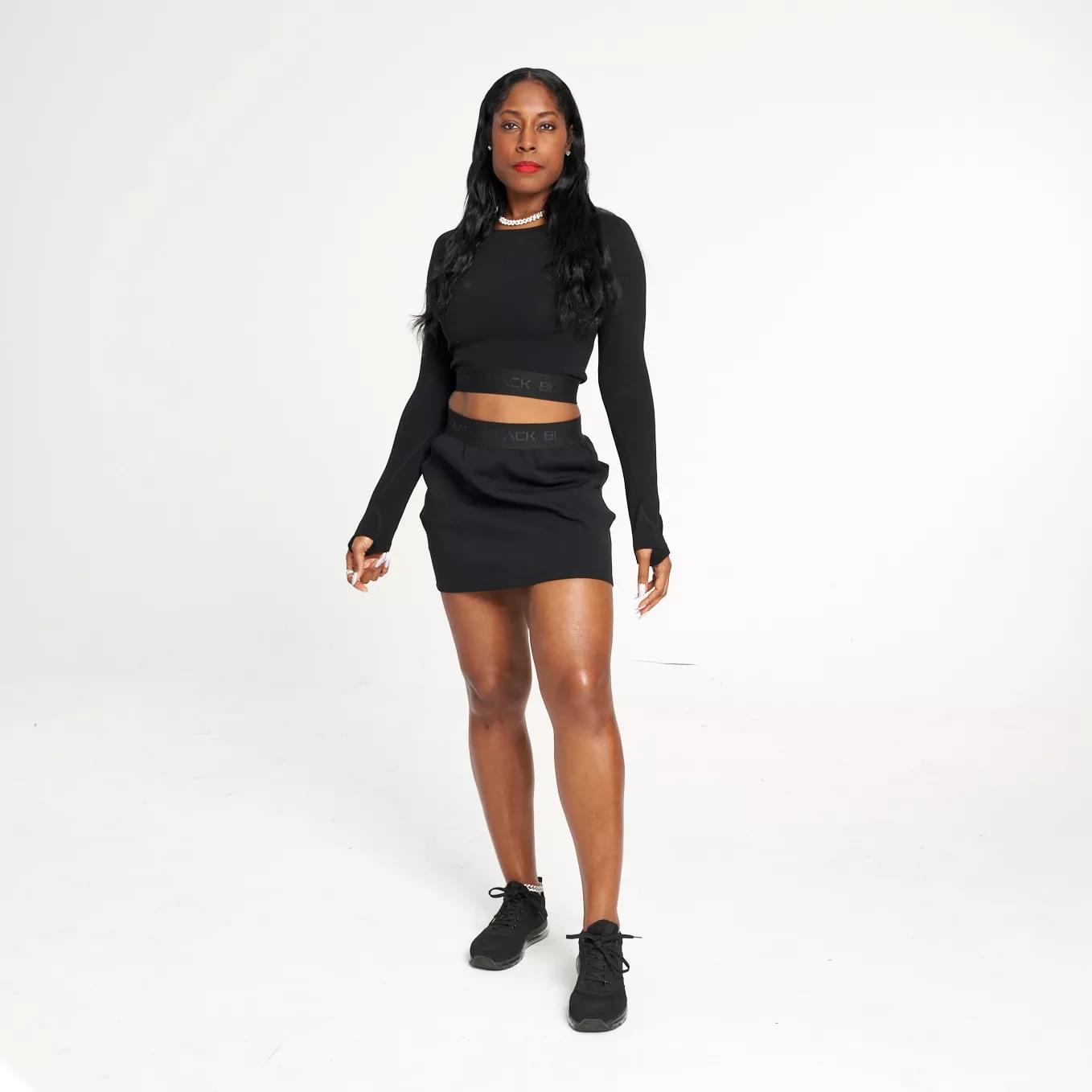 Women's Black Band Mini Skirt