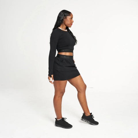 Women's Black Band Mini Skirt