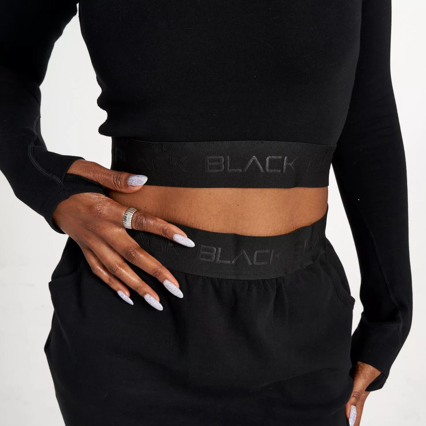 Women's Black Band Long Sleeve Crop Shirt