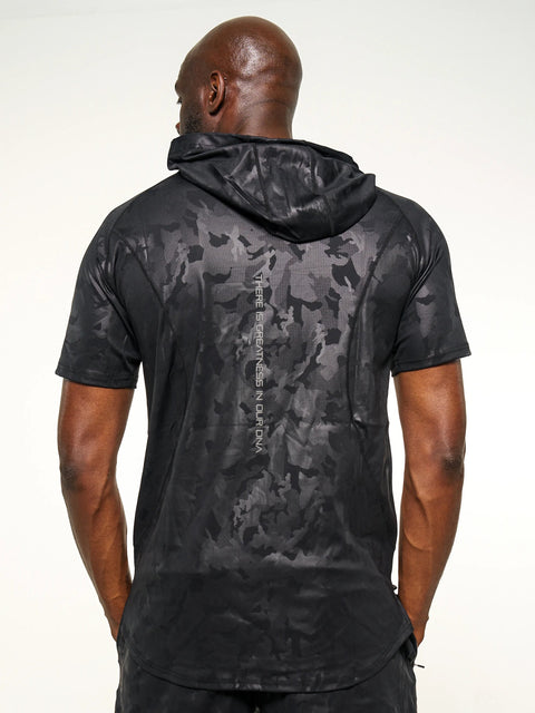 Men's Black Camo 2.0 Short Sleeve Performance Hoodie