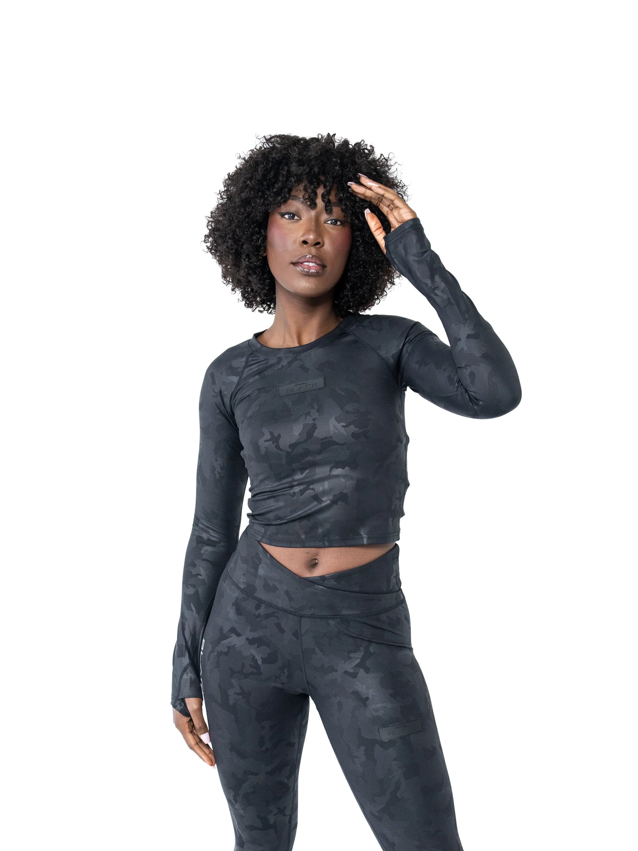 Women's Black Camo 2.0 Longsleeve Crop Shirt