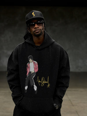 Michael Jackson x Actively Black Toe Stand Bedazzled Hoodie