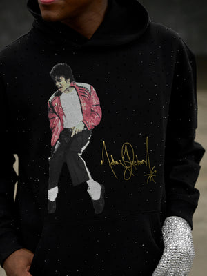 Michael Jackson x Actively Black Toe Stand Bedazzled Hoodie