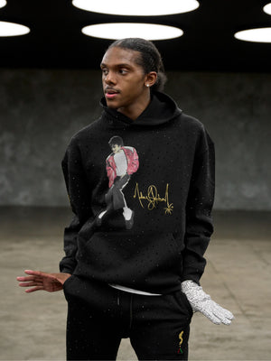 Michael Jackson x Actively Black Toe Stand Bedazzled Hoodie
