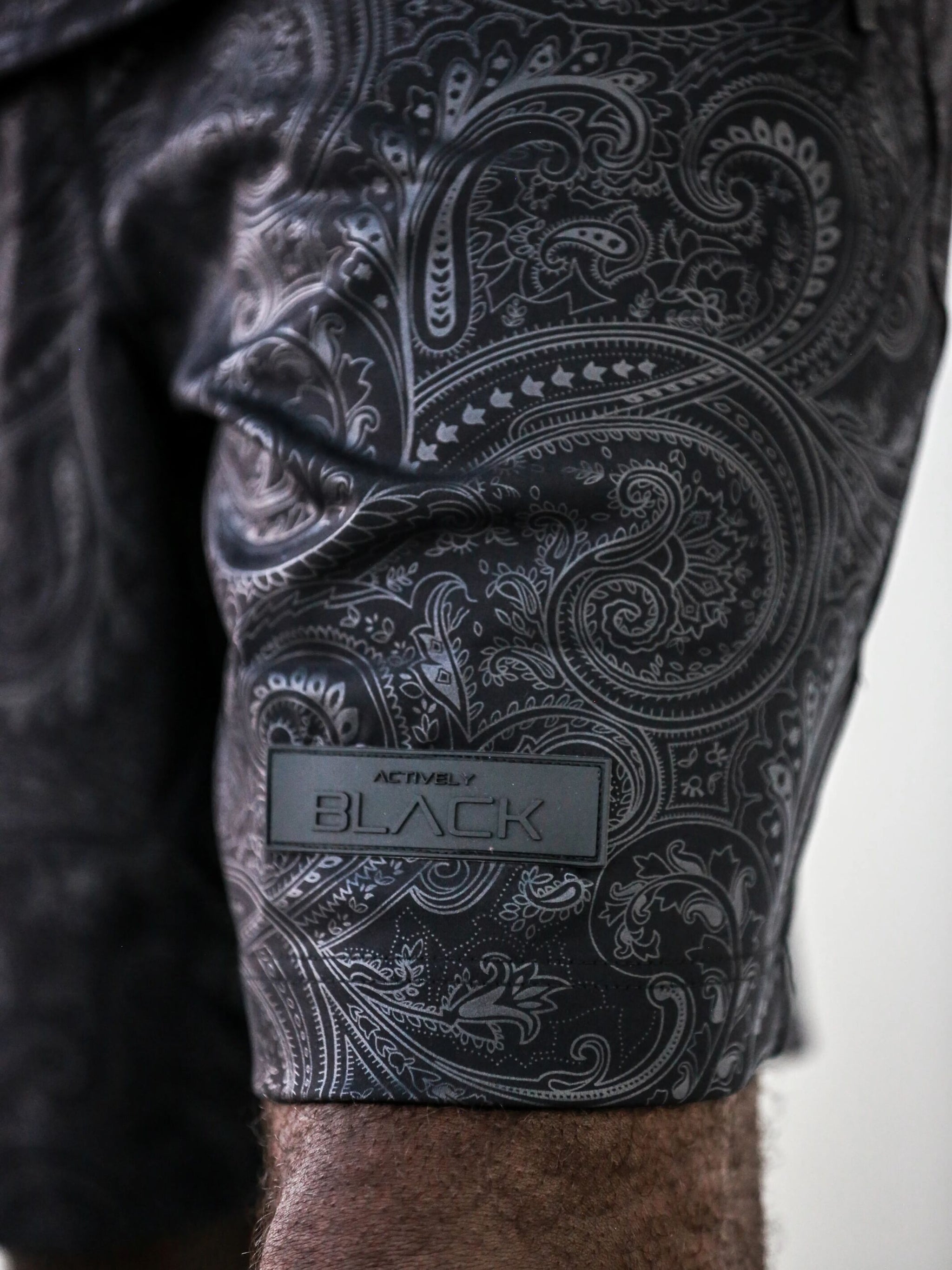 Men's Black Paisley Performance Shorts