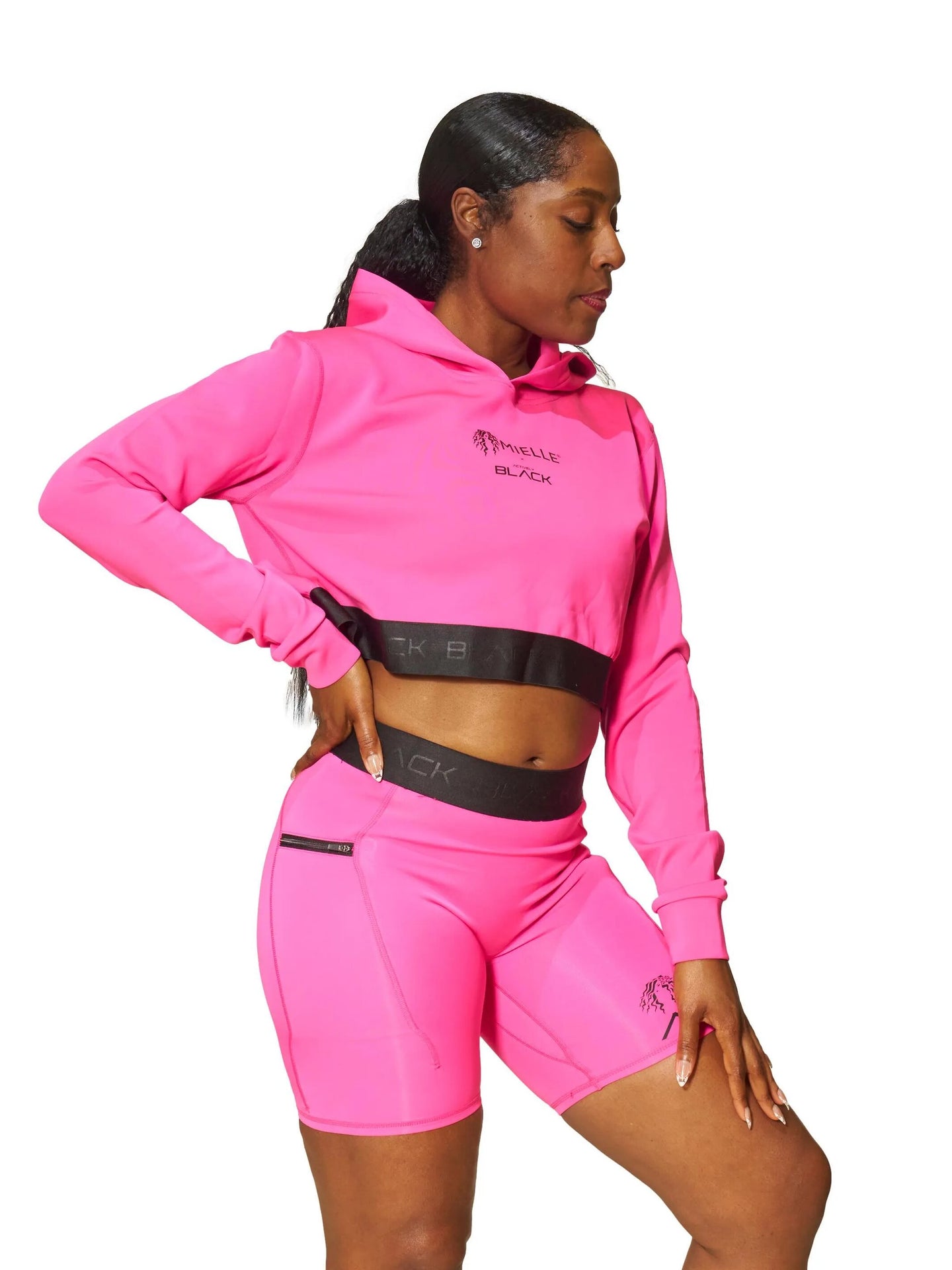 Actively Black x Mielle Pink Long Sleeve Crop Hoodie