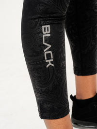 Women's Black Paisley V Cut Tights