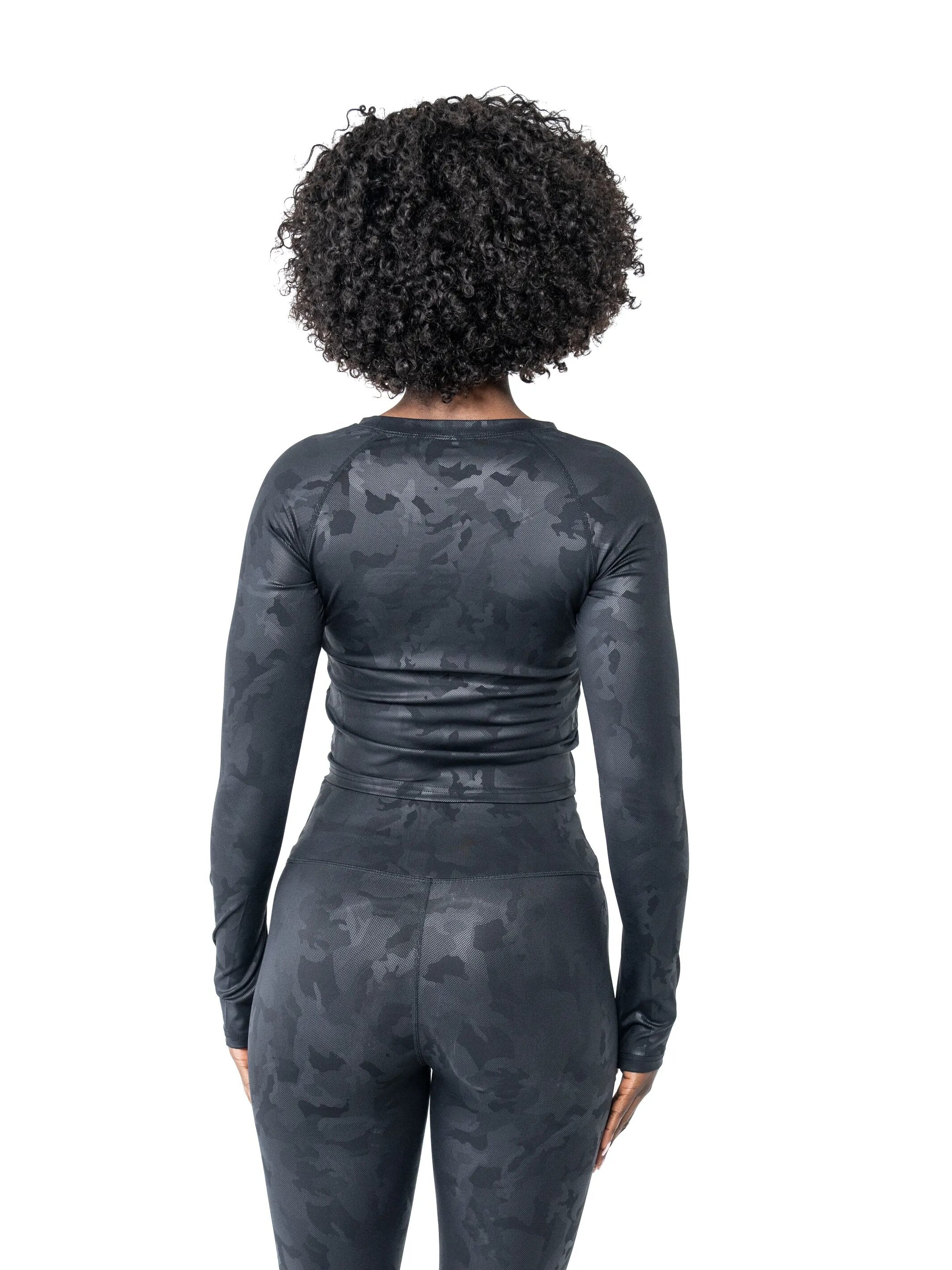 Women's Black Camo 2.0 Longsleeve Crop Shirt