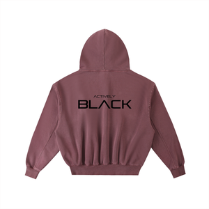 Actively Black Logo Vintage Washed Fleece Hoodie