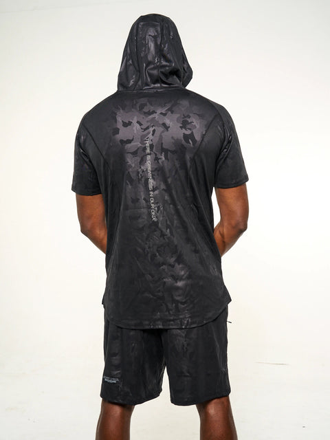 Men's Black Camo 2.0 Short Sleeve Performance Hoodie