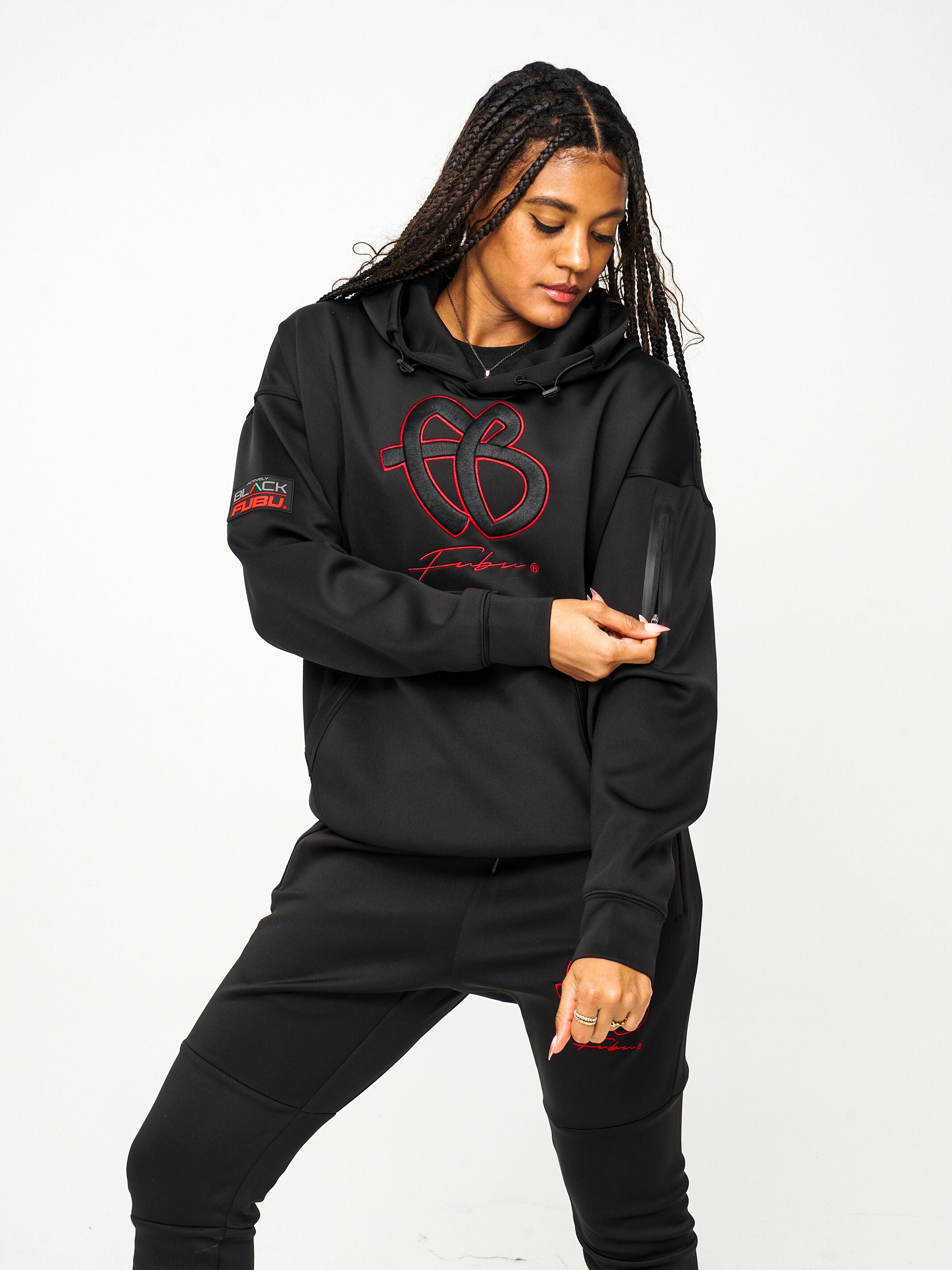 Black fuo printed hoodie outlet - sportswear hoodies