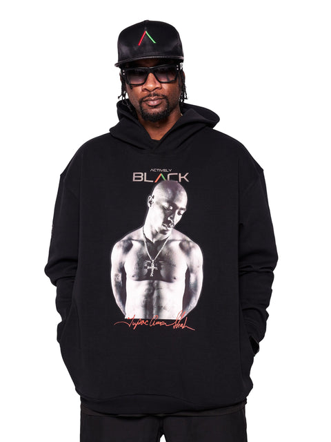 Unisex Tupac x Actively Black Hoodie