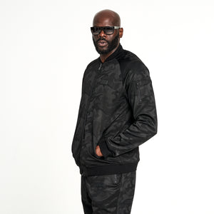 Men's Black Camo Luxe Bomber
