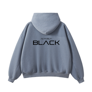 Actively Black Logo Vintage Washed Fleece Hoodie