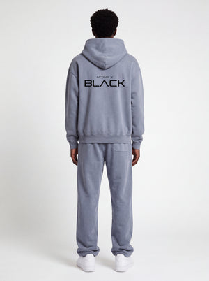 Actively Black Logo Vintage Washed Fleece Hoodie