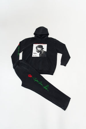 Unisex Tupac x Actively Black Signature Rose Joggers