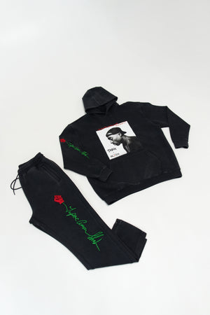 Unisex Tupac x Actively Black Signature Rose Joggers