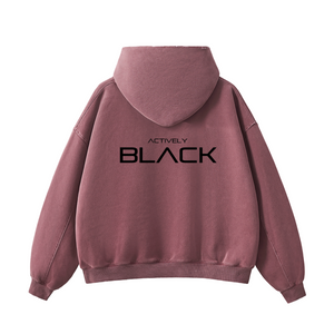 Actively Black Logo Vintage Washed Fleece Hoodie