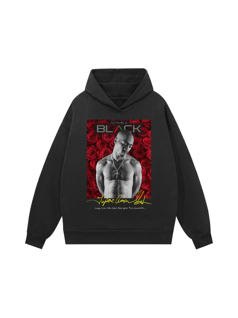 Tupac x Actively Black Roses Vintage Hoodie