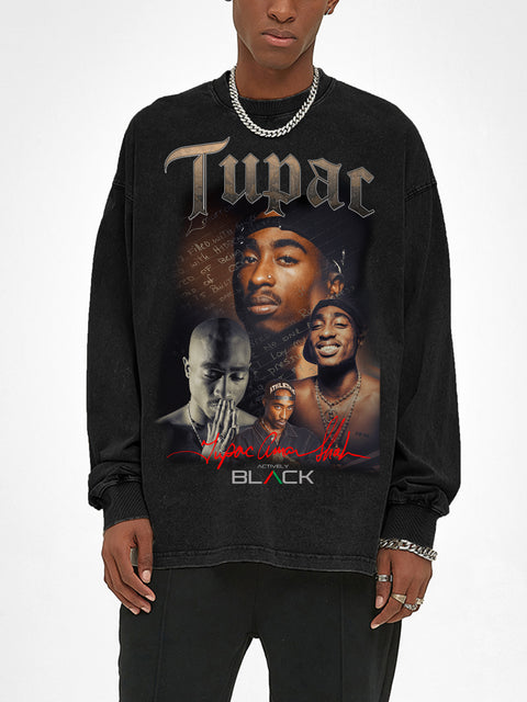 Tupac x Actively Black Collage Long Sleeve Vintage Shirt