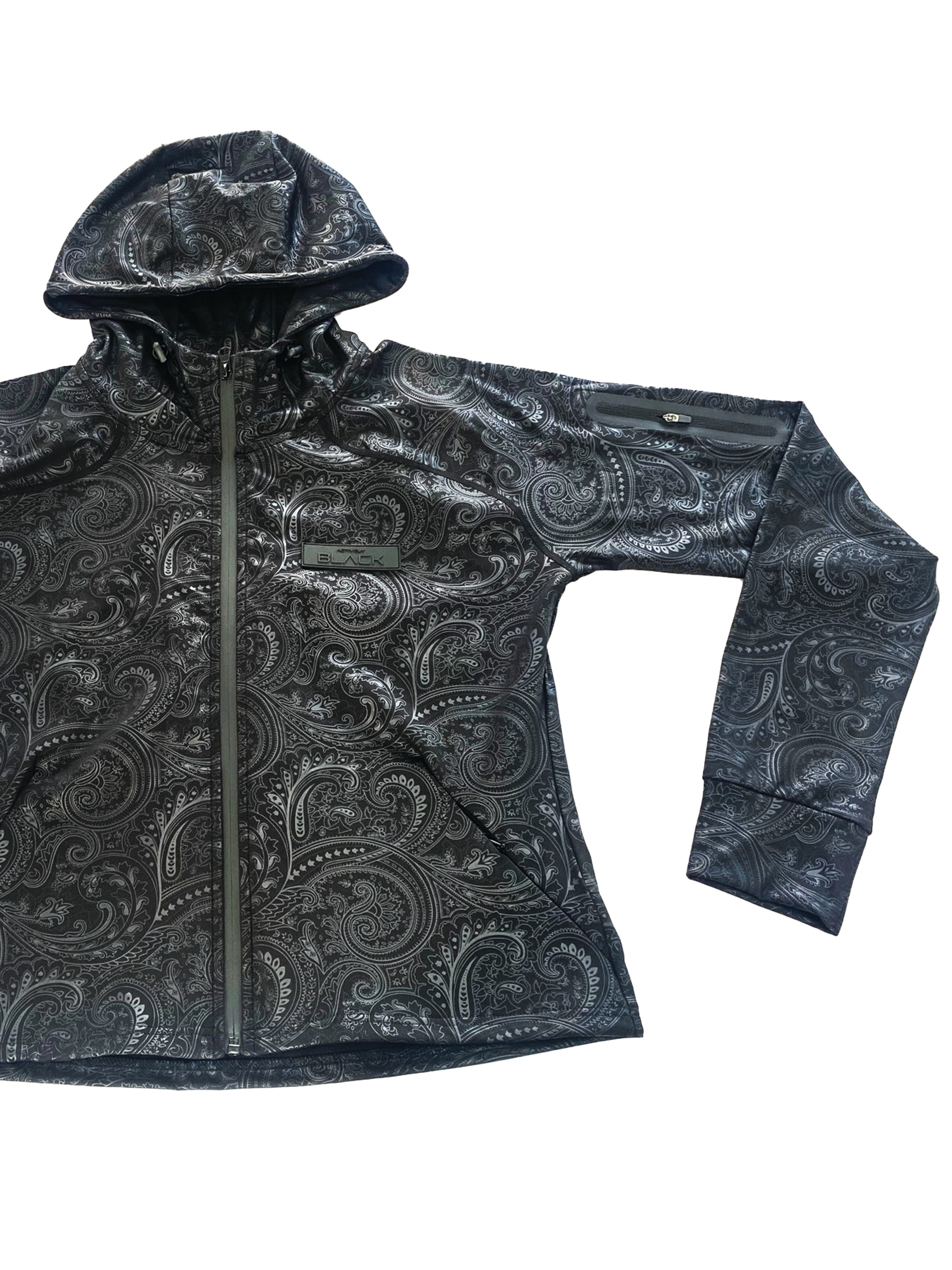 Women's Black Paisley Zipper Hoodie