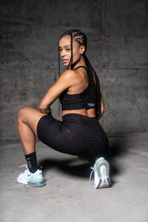 Women's Black Zebra Luxe Biker Shorts