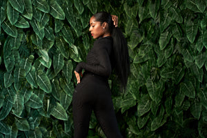 Women's Black Zebra Luxe Longsleeve Crop Shirt