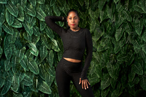 Women's Black Zebra Luxe Longsleeve Crop Shirt