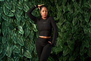 Women's Black Zebra Luxe Longsleeve Crop Shirt