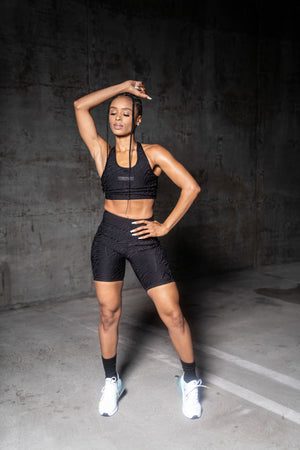 Women's Black Zebra Luxe Biker Shorts