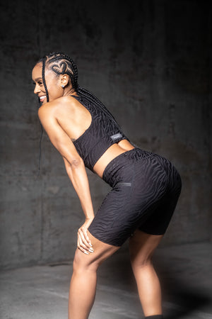 Women's Black Zebra Luxe Biker Shorts