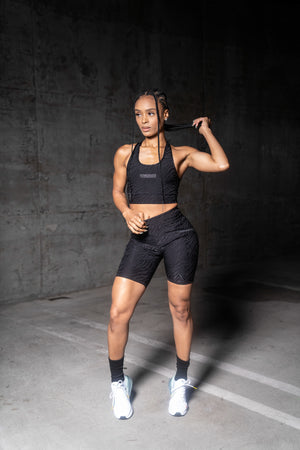 Women's Black Zebra Luxe Biker Shorts