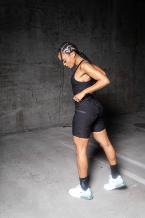 Women's Black Zebra Luxe Biker Shorts