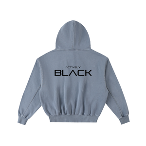 Actively Black Logo Vintage Washed Fleece Hoodie