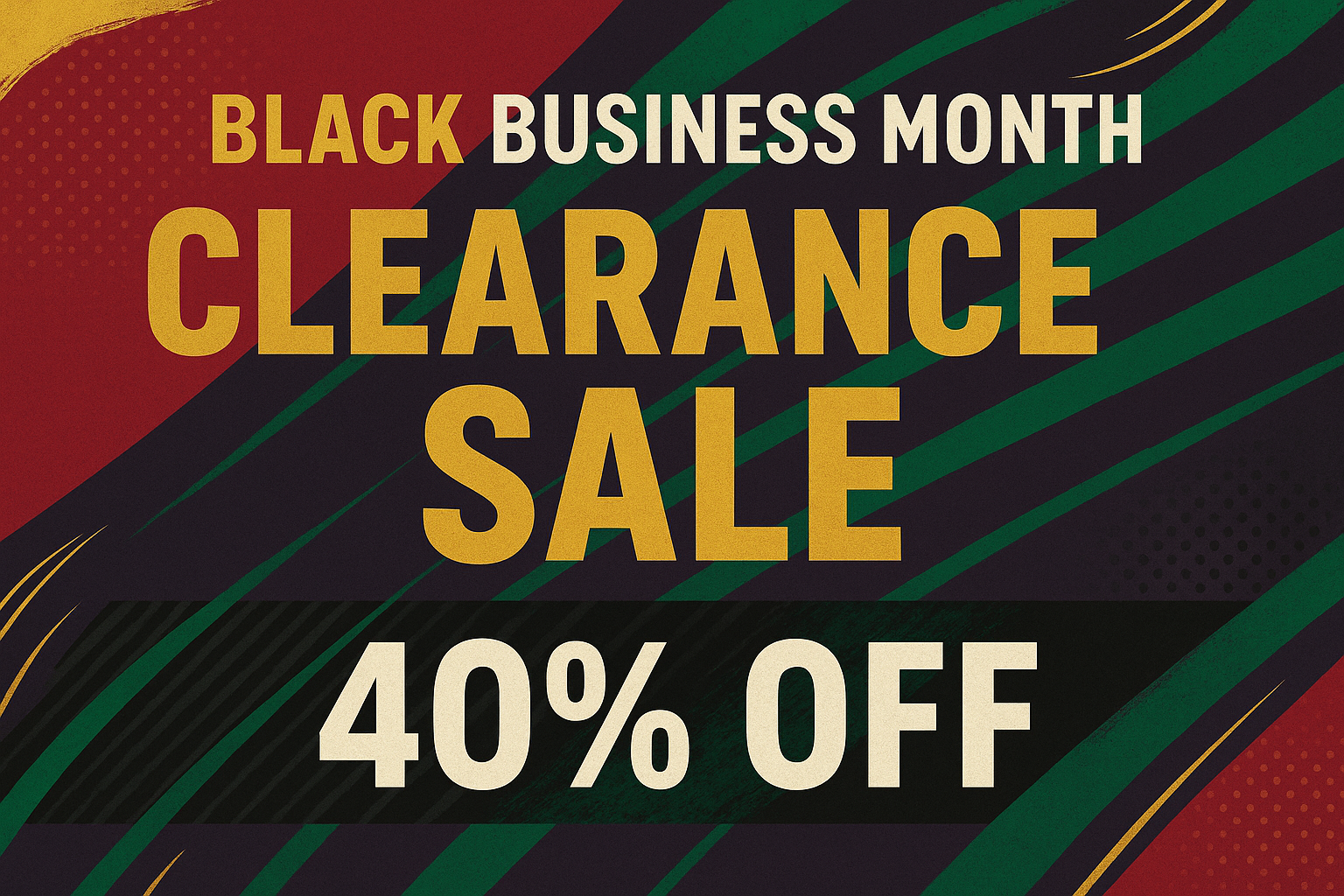 Black Business Month Clearance Sale Banner with 40% Off
