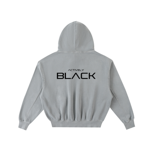 Actively Black Logo Vintage Washed Fleece Hoodie