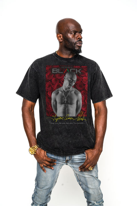 Tupac x Actively Black Roses Vintage Shirt