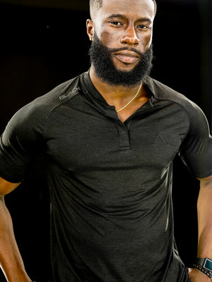 Men's Black Marble Performance Polo