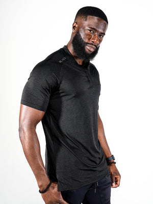 Men's Black Marble Performance Polo