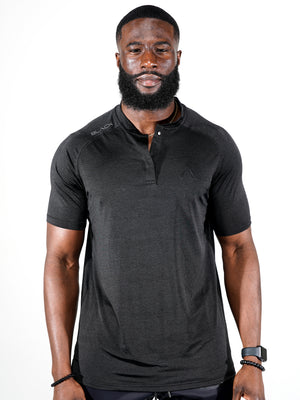 Men's Black Marble Performance Polo