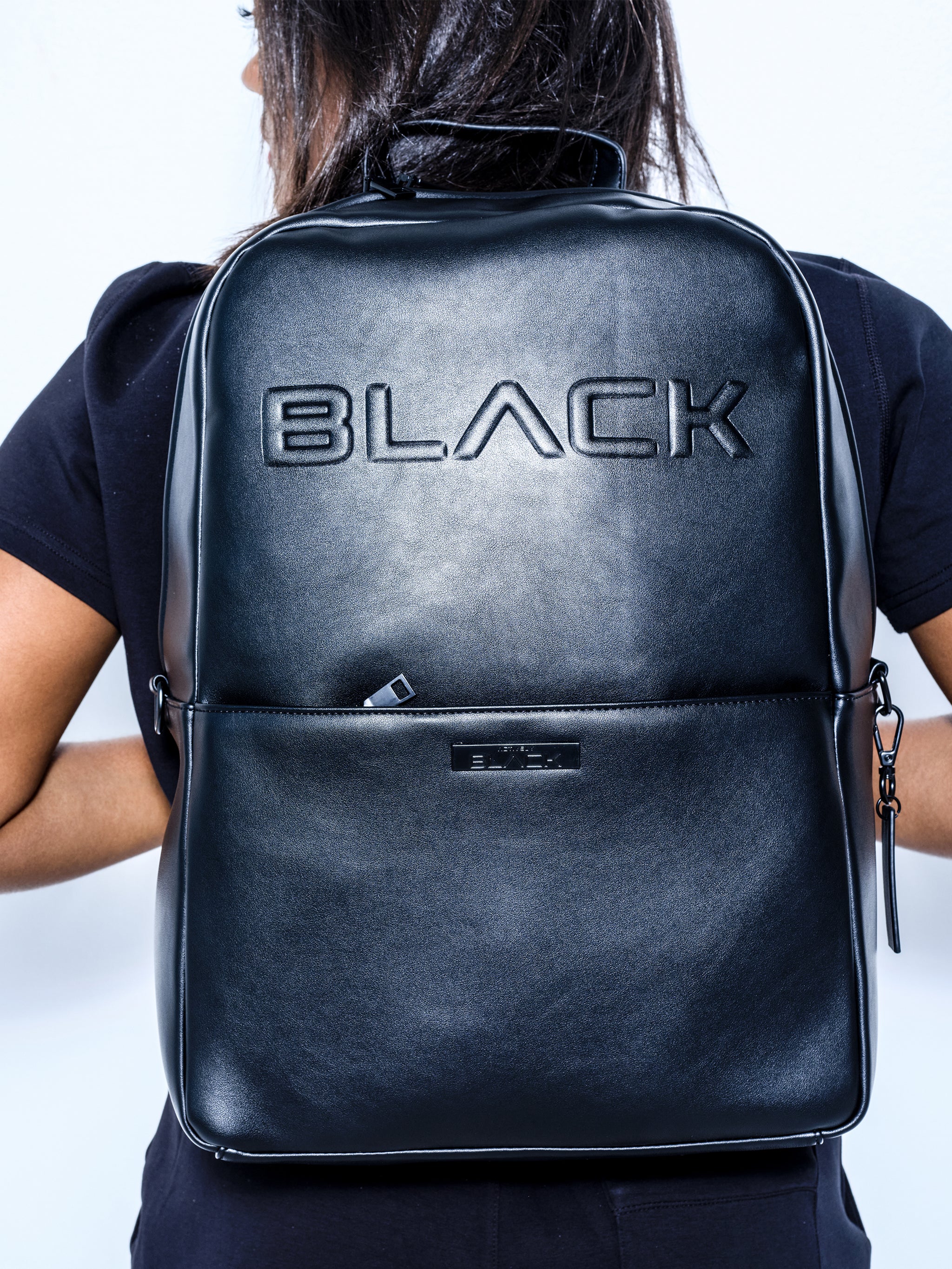 Actively Black Embossed Logo Backpack